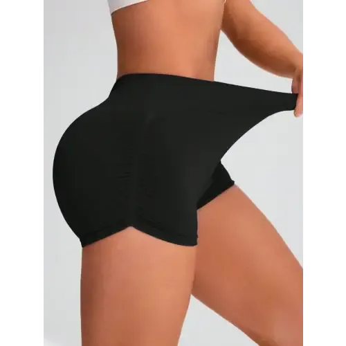 Elastic Dusty Blue and Black Waist Active Shorts