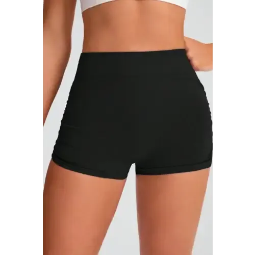 Elastic Dusty Blue and Black Waist Active Shorts