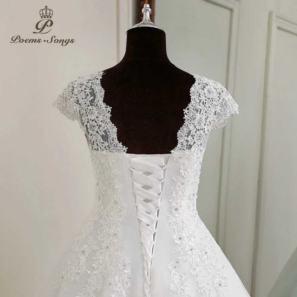 Elegant appliques V neck sleeveless  floor length wedding dress boho marriage