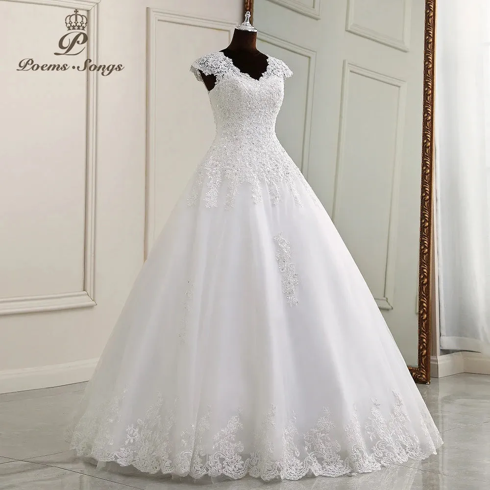 Elegant appliques V neck sleeveless  floor length wedding dress boho marriage