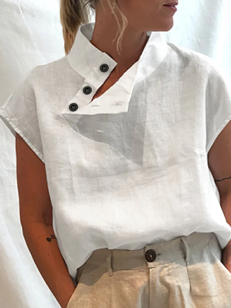 Elegant Blouse Chic Tunic Cotton Linen Oversized Shirt