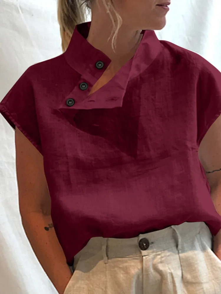Elegant Blouse Chic Tunic Cotton Linen Oversized Shirt