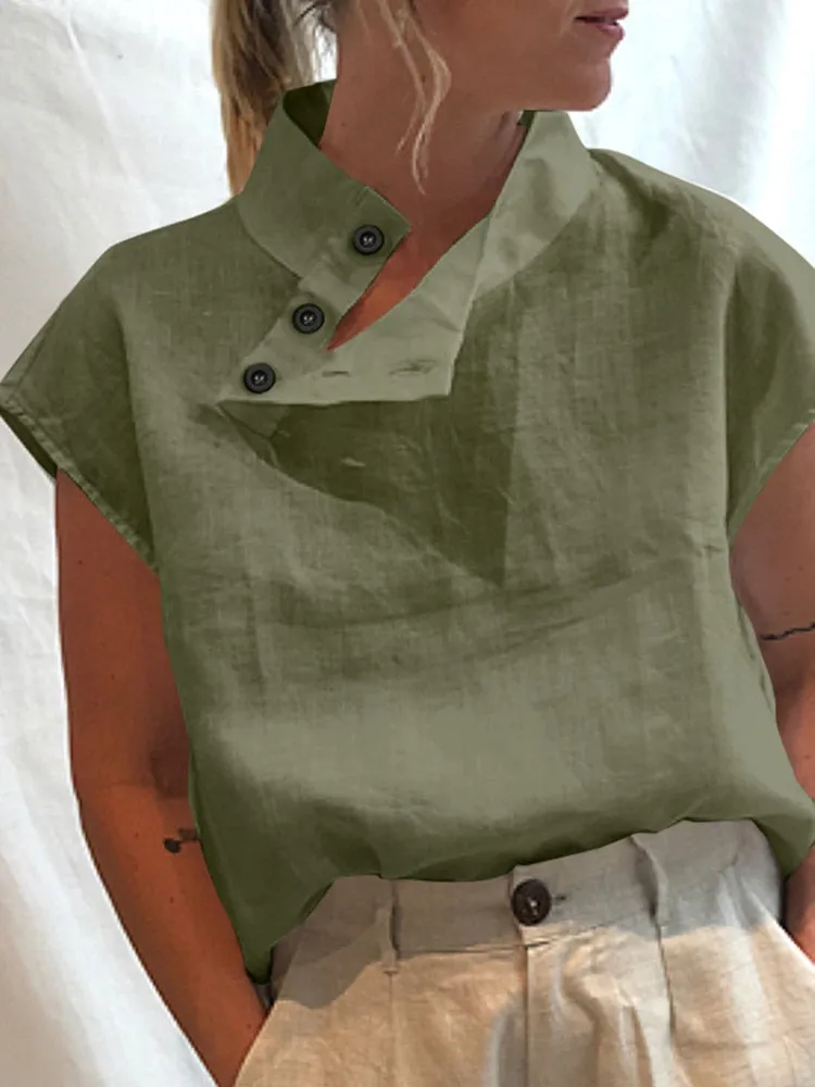 Elegant Blouse Chic Tunic Cotton Linen Oversized Shirt