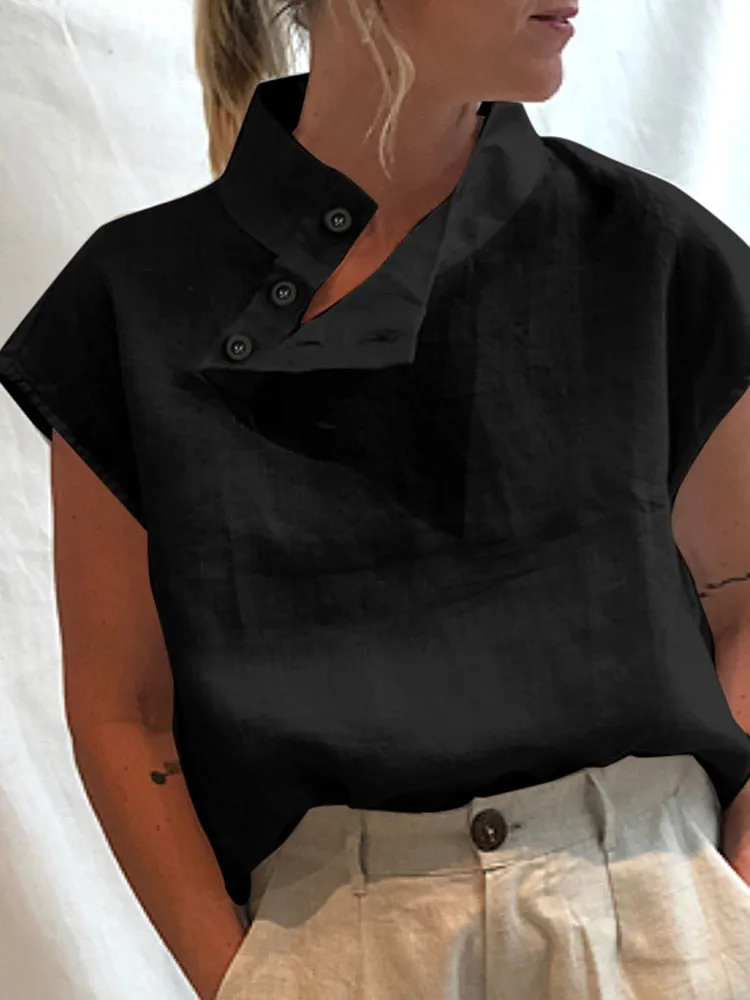 Elegant Blouse Chic Tunic Cotton Linen Oversized Shirt