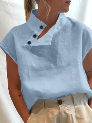 Elegant Blouse Chic Tunic Cotton Linen Oversized Shirt