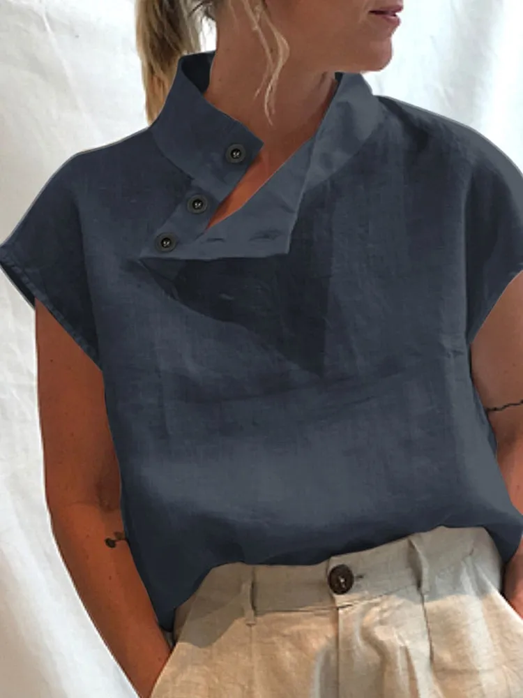 Elegant Blouse Chic Tunic Cotton Linen Oversized Shirt