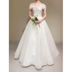 Elegant Off The Shoulder A Line Wedding Dresses Simple Long