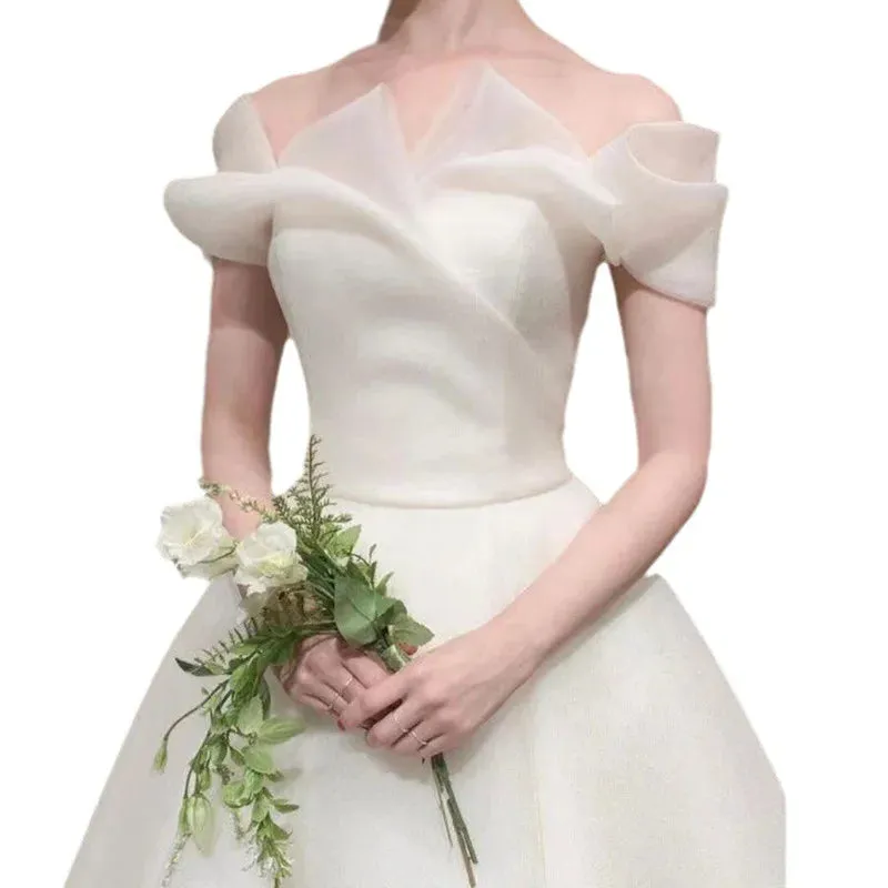 Elegant Off The Shoulder A Line Wedding Dresses Simple Long