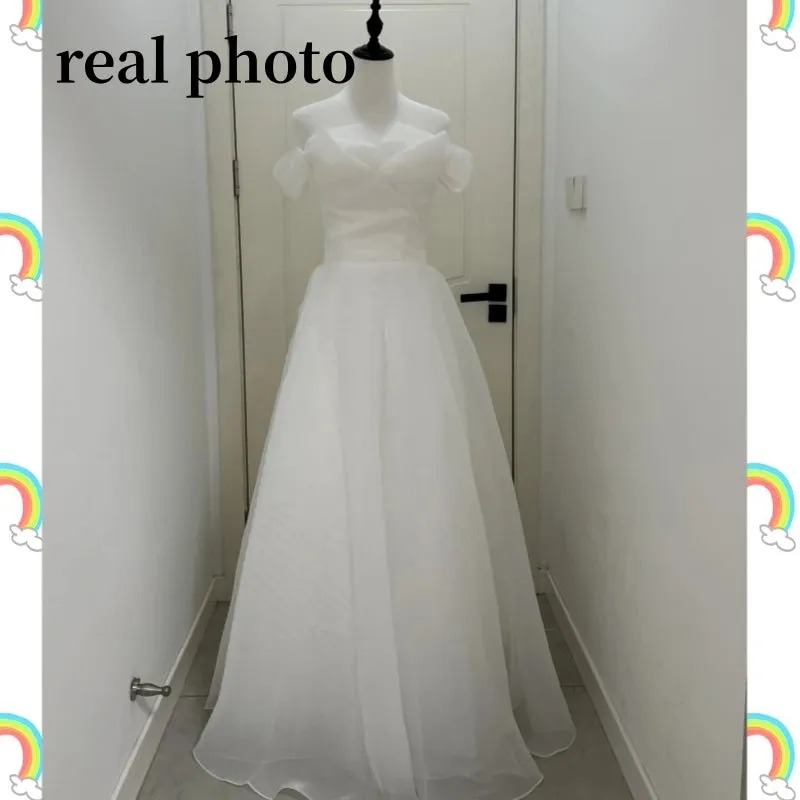 Elegant Off The Shoulder A Line Wedding Dresses Simple Long