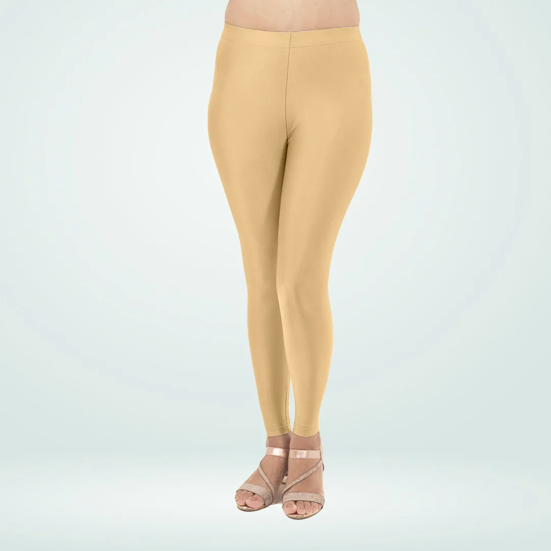 Elegant Shimmer Ankle-Length Leggings for Everyday Wear - Skin