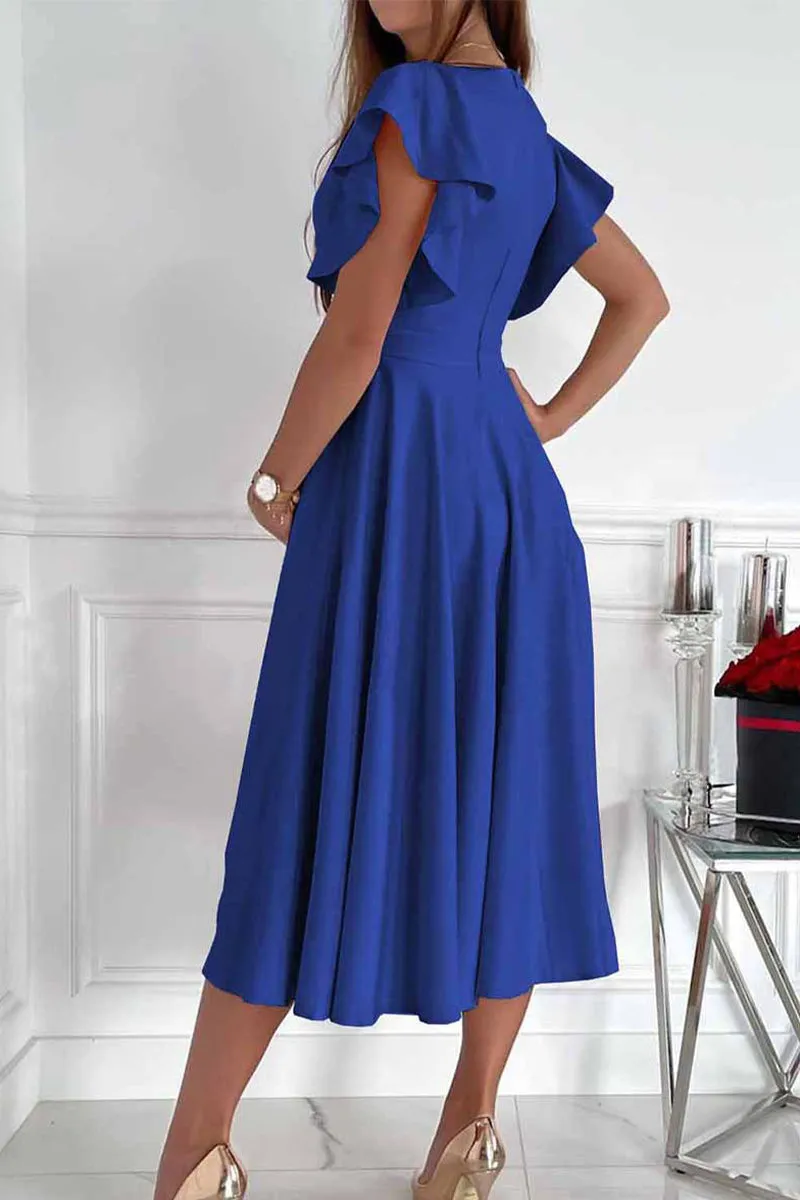 Elegant Simplicity Flounce V Neck A Line Dresses