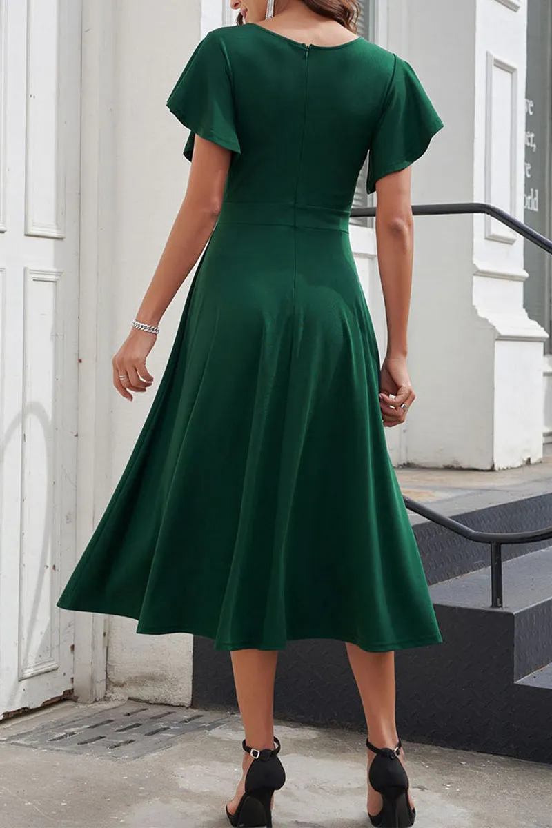 Elegant Simplicity Flounce V Neck A Line Dresses