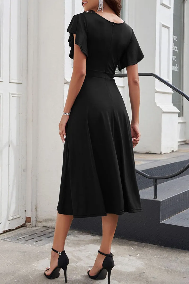 Elegant Simplicity Flounce V Neck A Line Dresses