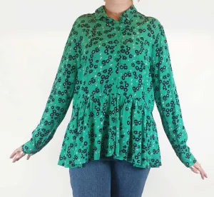 Elm green floral print long sleeve shirt size 12 (as new with tags)