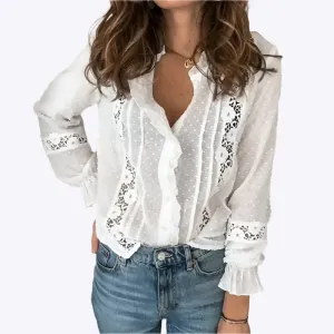 Elodie - Delicate Lace Sleeves Woman's Top