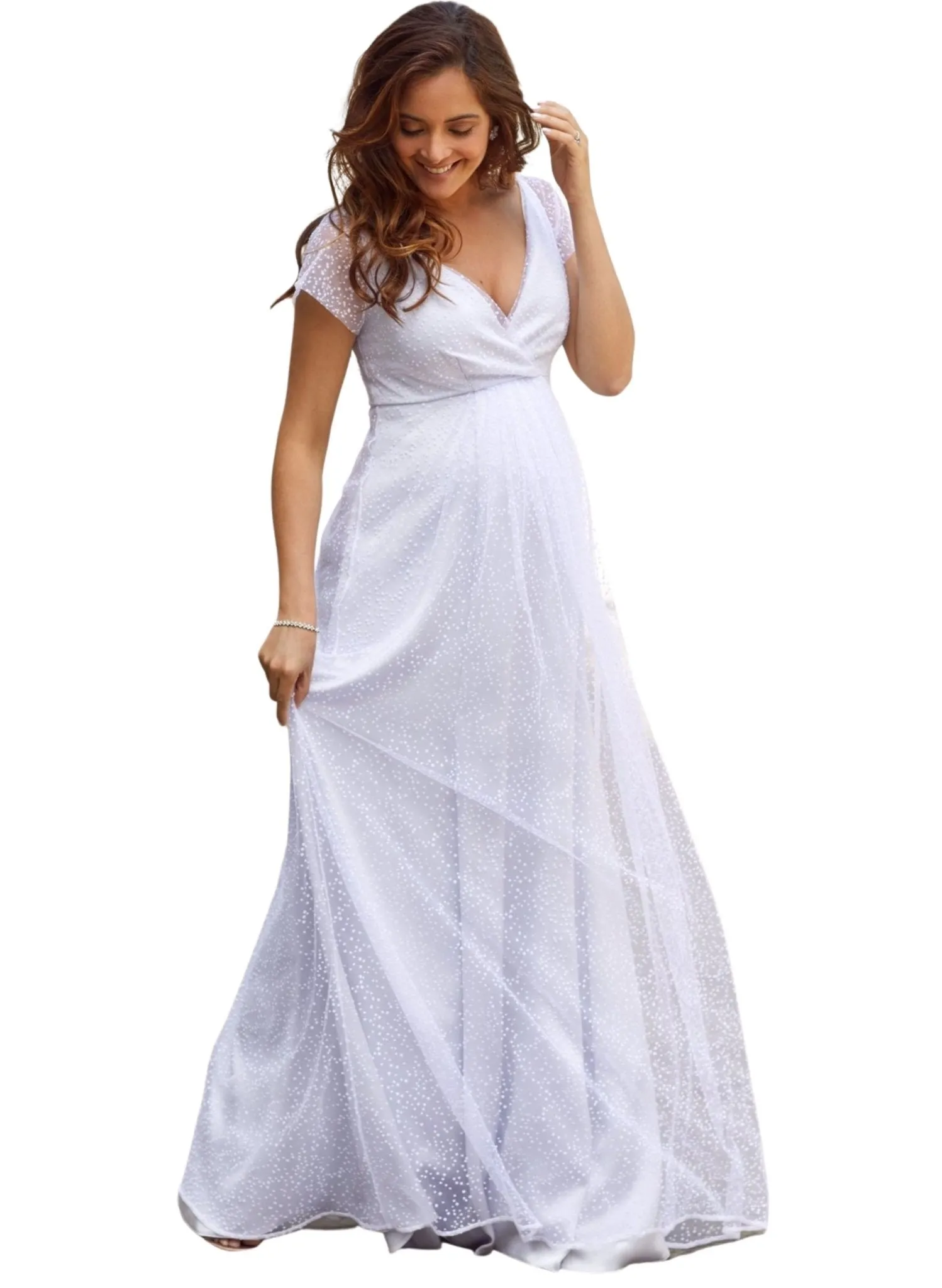 Elodie Maternity Gown - Silver Snow