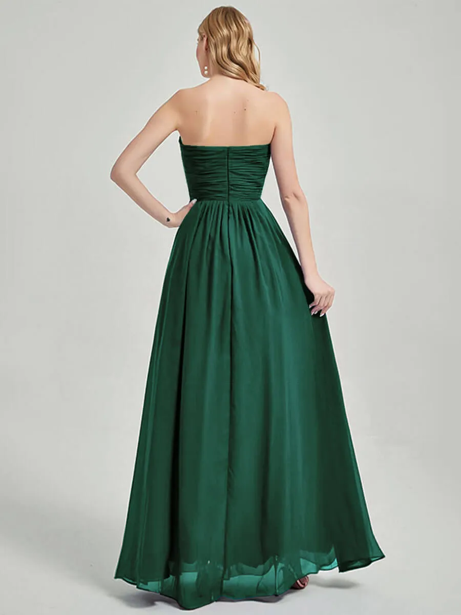 Emerald Green Strapless Sweetheart  Chiffon Maternity Bridesmaid Dress