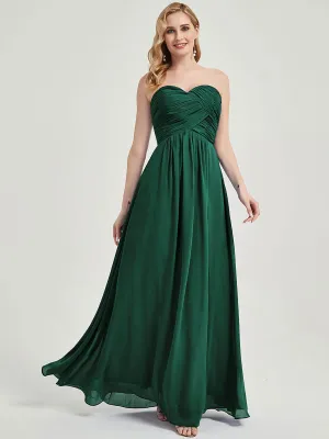 Emerald Green Strapless Sweetheart  Chiffon Maternity Bridesmaid Dress