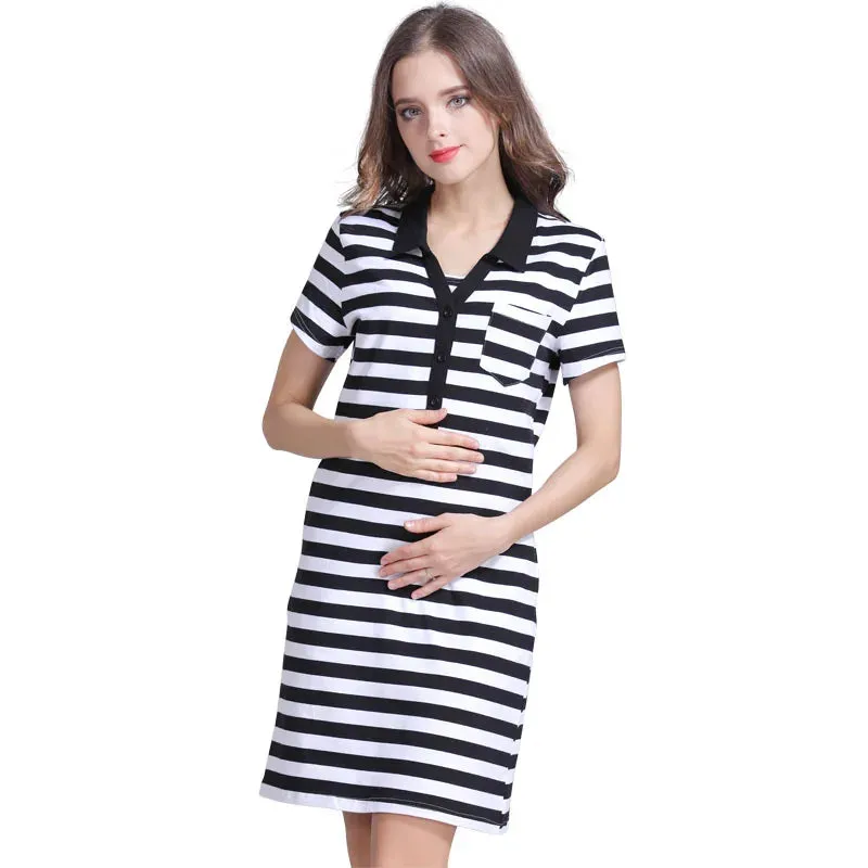 Emotion Moms Summer Maternity Dress Pregnancy Clothes Striped Breastfeeding Dresses for Pregnant Women Skirt Lactation Dress