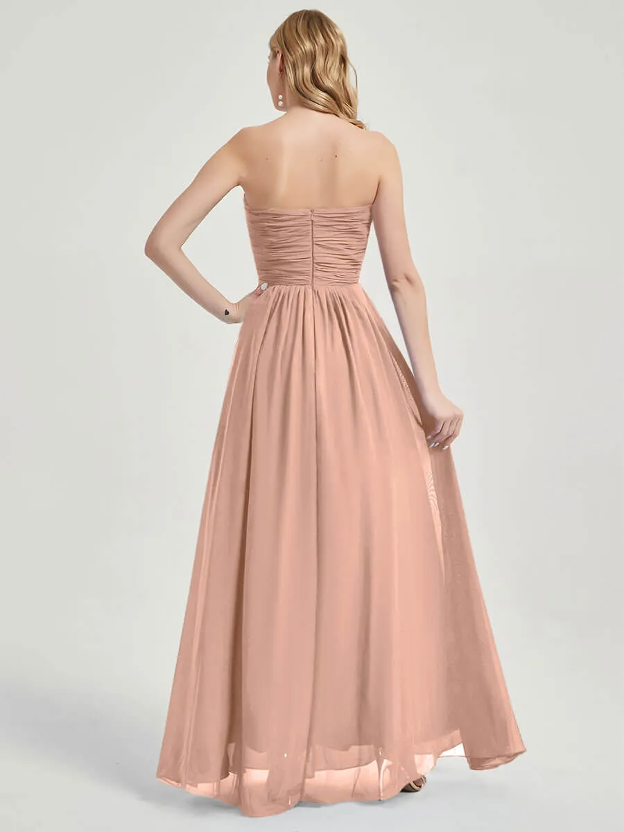 English Rose Strapless Sweetheart  Chiffon Maternity Bridesmaid Dress