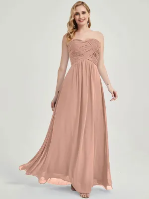 English Rose Strapless Sweetheart  Chiffon Maternity Bridesmaid Dress