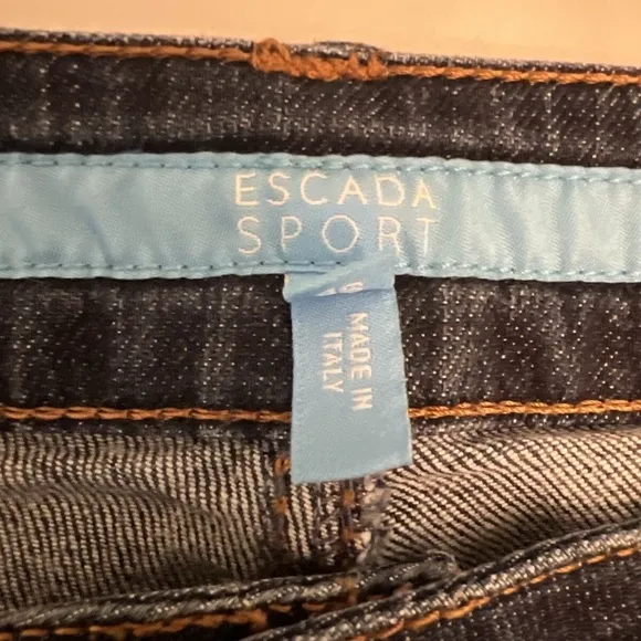 ESCADA Sport Kate Bootcut Jeans Dark Wash Braided Belt Loops Italy Sz 46 Vintage