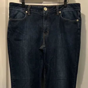 ESCADA Sport Kate Bootcut Jeans Dark Wash Braided Belt Loops Italy Sz 46 Vintage