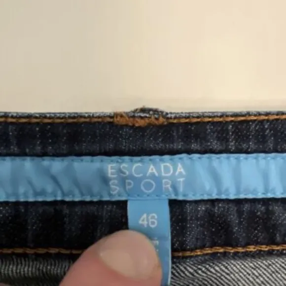 ESCADA Sport Kate Bootcut Jeans Dark Wash Braided Belt Loops Italy Sz 46 Vintage