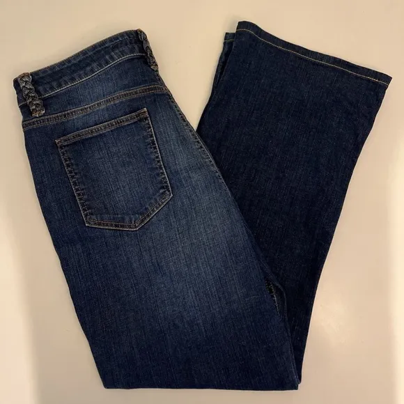 ESCADA Sport Kate Bootcut Jeans Dark Wash Braided Belt Loops Italy Sz 46 Vintage