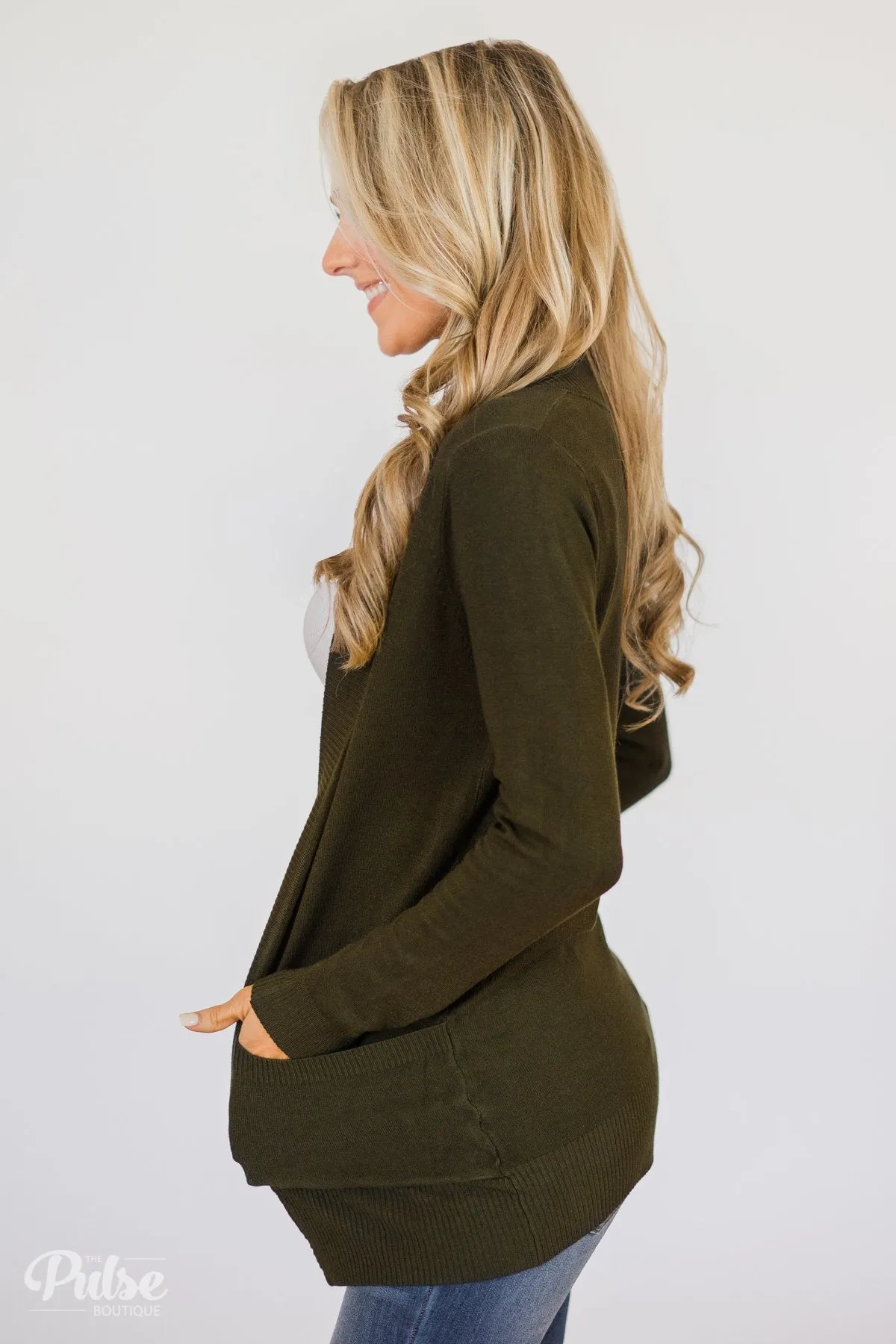 Essential Cardigan- Olive