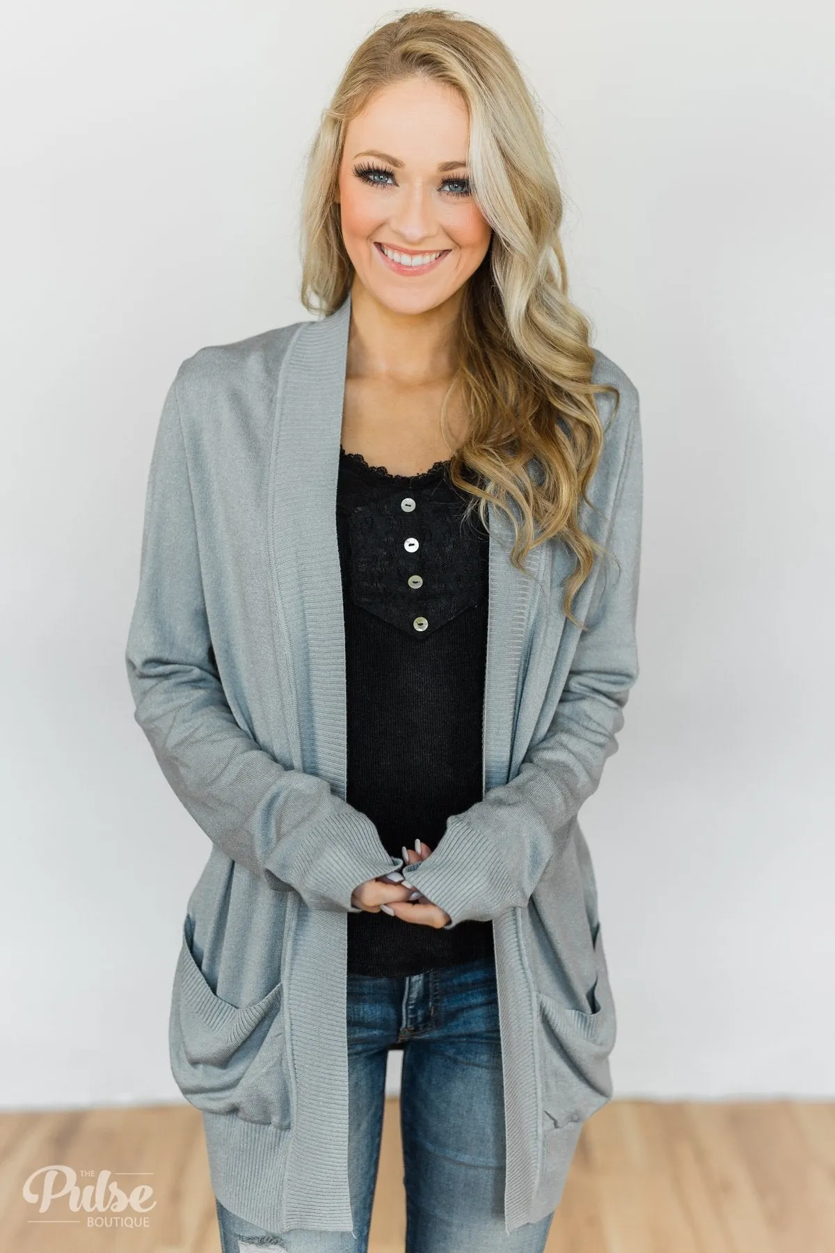 Essential Cardigan- Silver/Grey