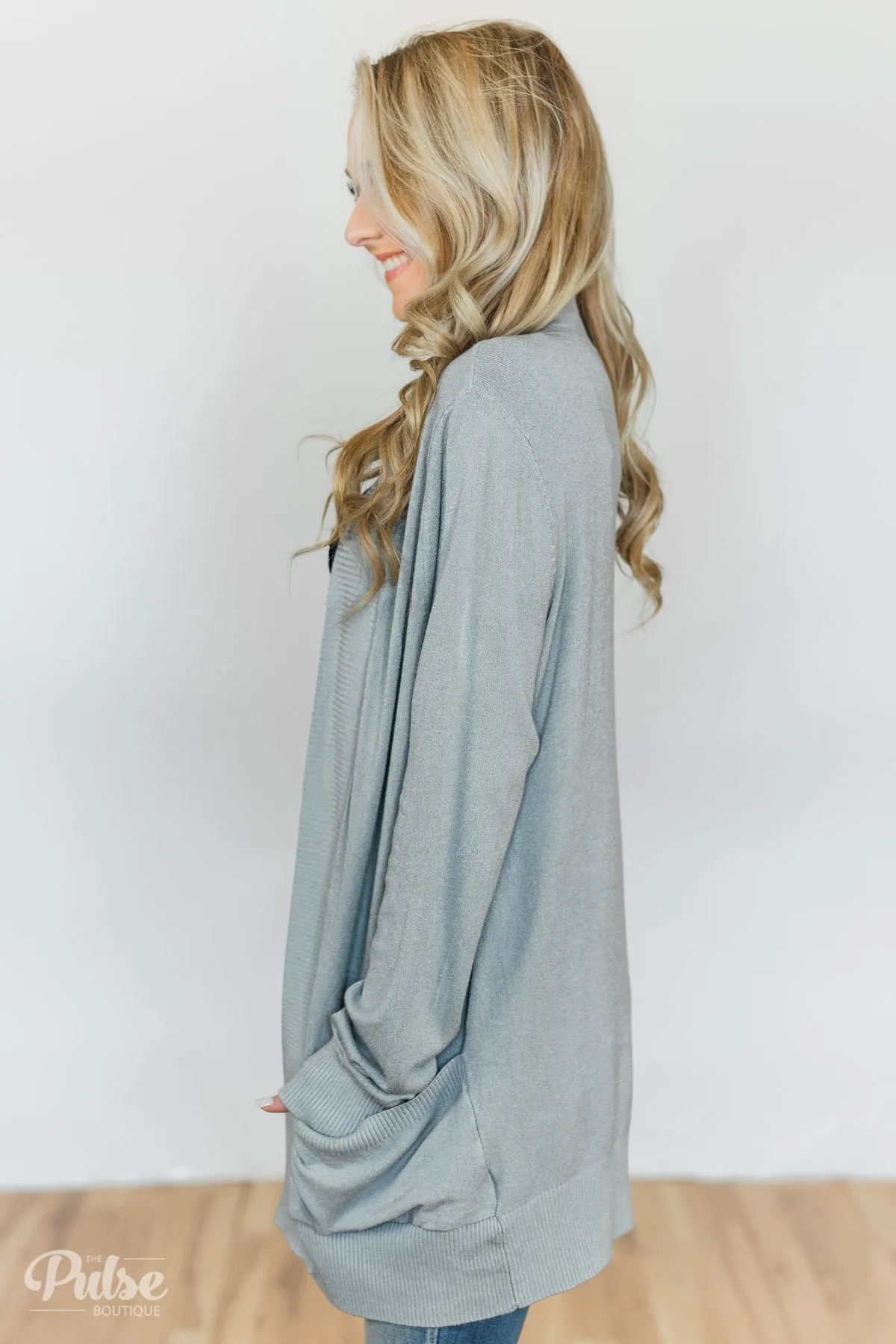 Essential Cardigan- Silver/Grey