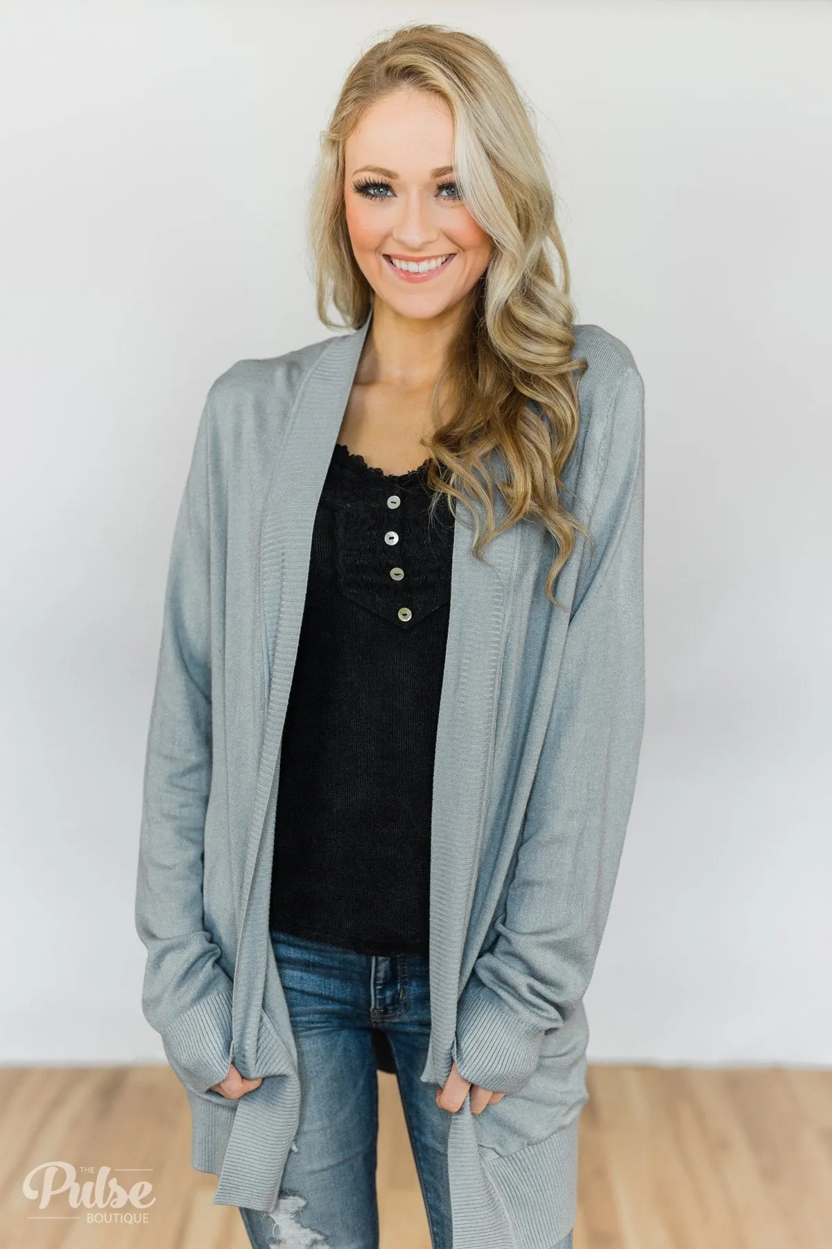 Essential Cardigan- Silver/Grey