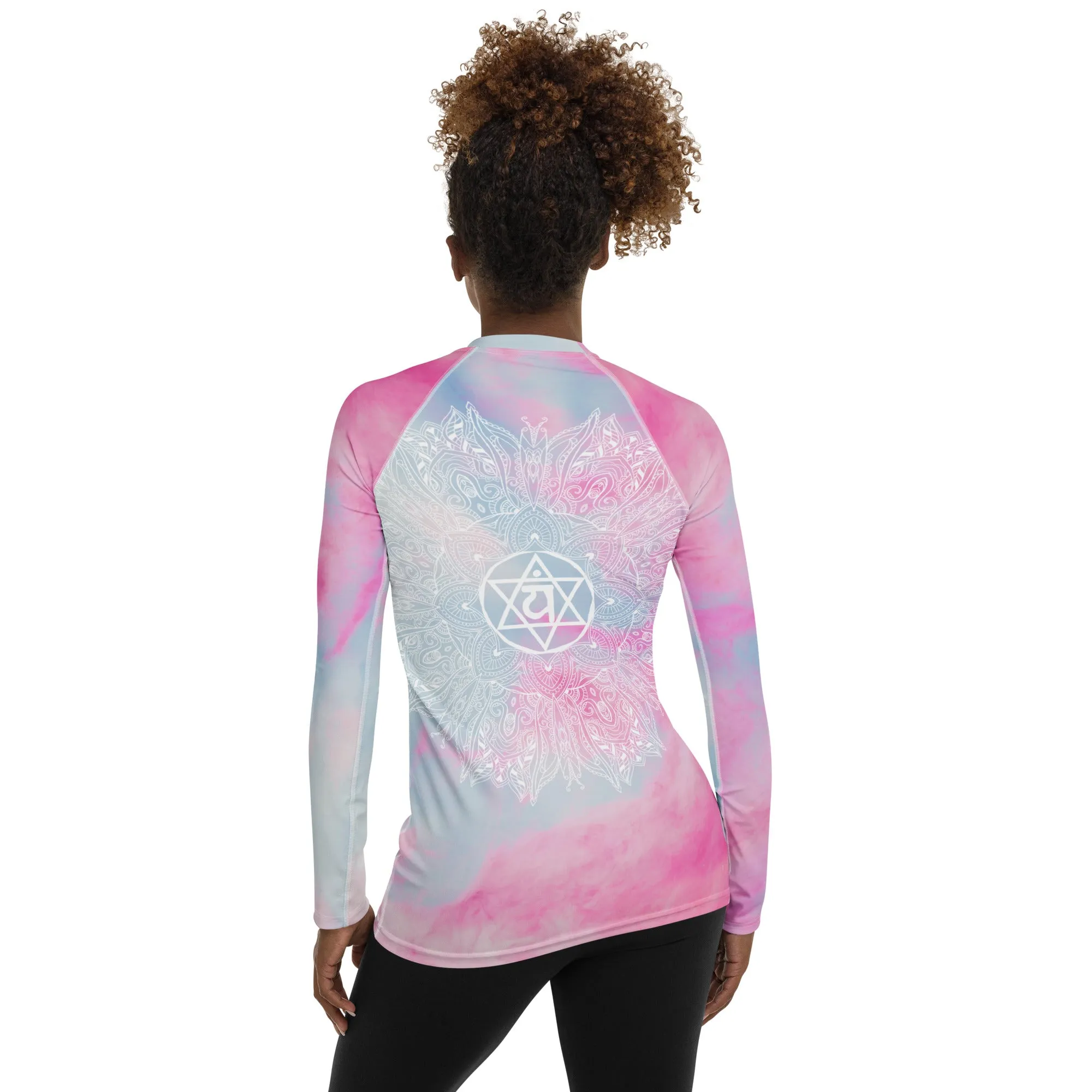 Ethereal Heart Chakra Mandala Women's Rash Guard UPF 50 by Goddess Swag
