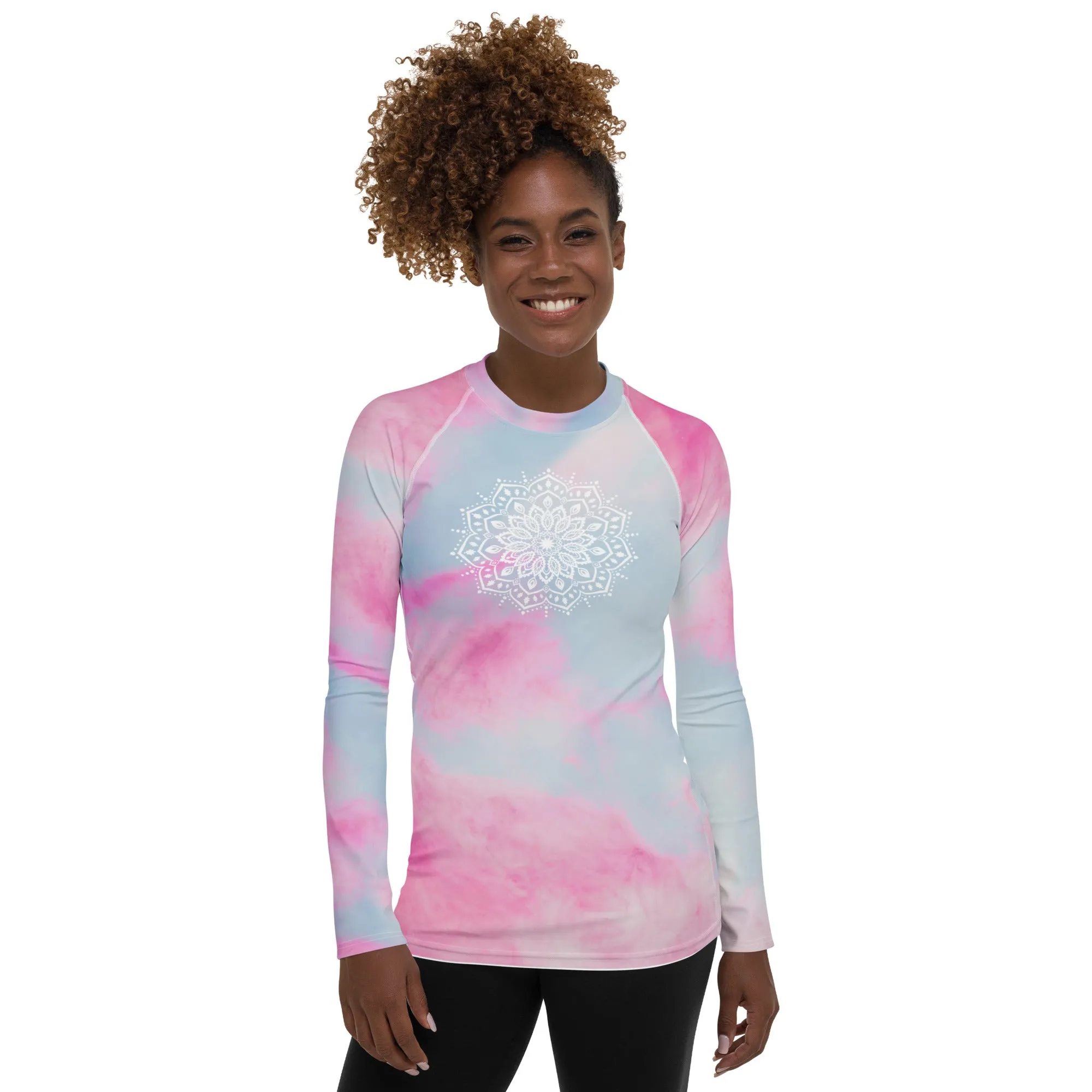 Ethereal Heart Chakra Mandala Women's Rash Guard UPF 50 by Goddess Swag