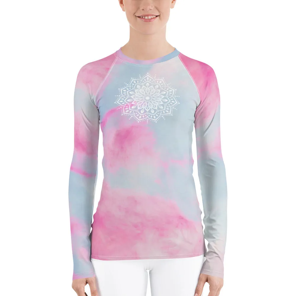 Ethereal Heart Chakra Mandala Women's Rash Guard UPF 50 by Goddess Swag