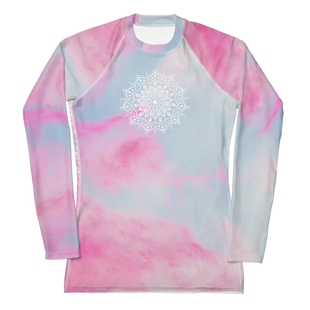 Ethereal Heart Chakra Mandala Women's Rash Guard UPF 50 by Goddess Swag