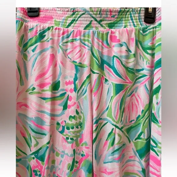 EUC LILLY PULITZER pink and green printed Lorena palazzo pants small