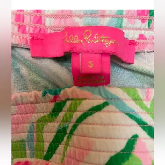EUC LILLY PULITZER pink and green printed Lorena palazzo pants small