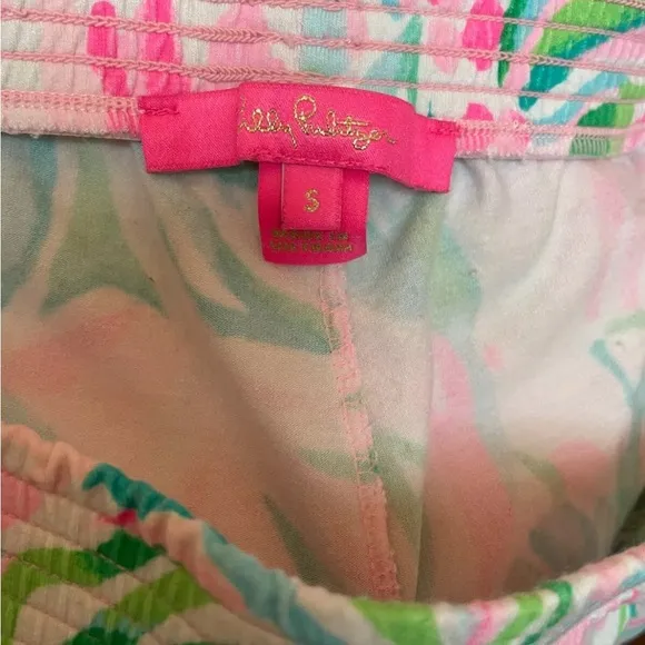 EUC LILLY PULITZER pink and green printed Lorena palazzo pants small