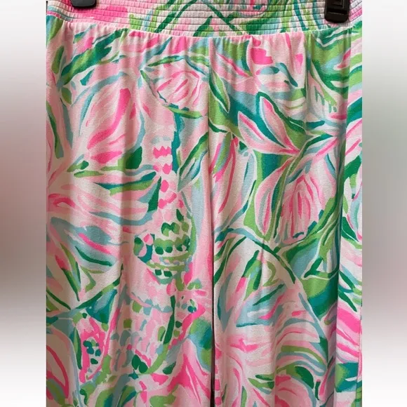 EUC LILLY PULITZER pink and green printed Lorena palazzo pants small