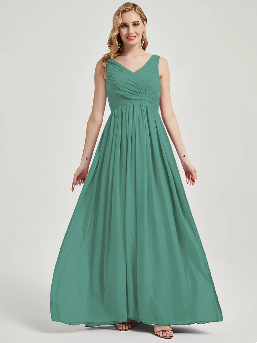 Eucalyptus Empire Sleeveless Floor Length Chiffon Bridesmaid Dress