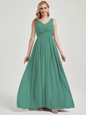 Eucalyptus Empire Sleeveless Floor Length Chiffon Bridesmaid Dress