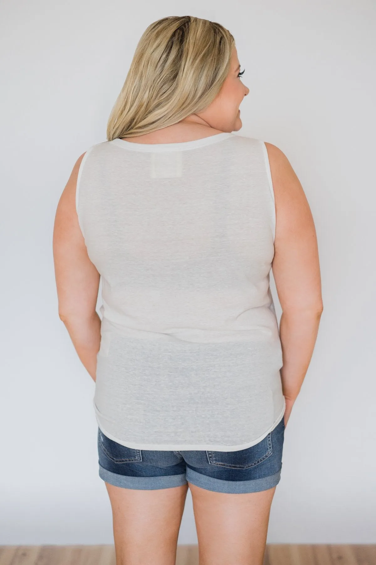 Everyday Button Tie Tank Top- White