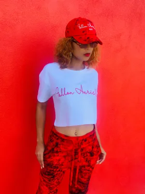 Fallon Aurielle Signature Classic Crop Top (White & Red)