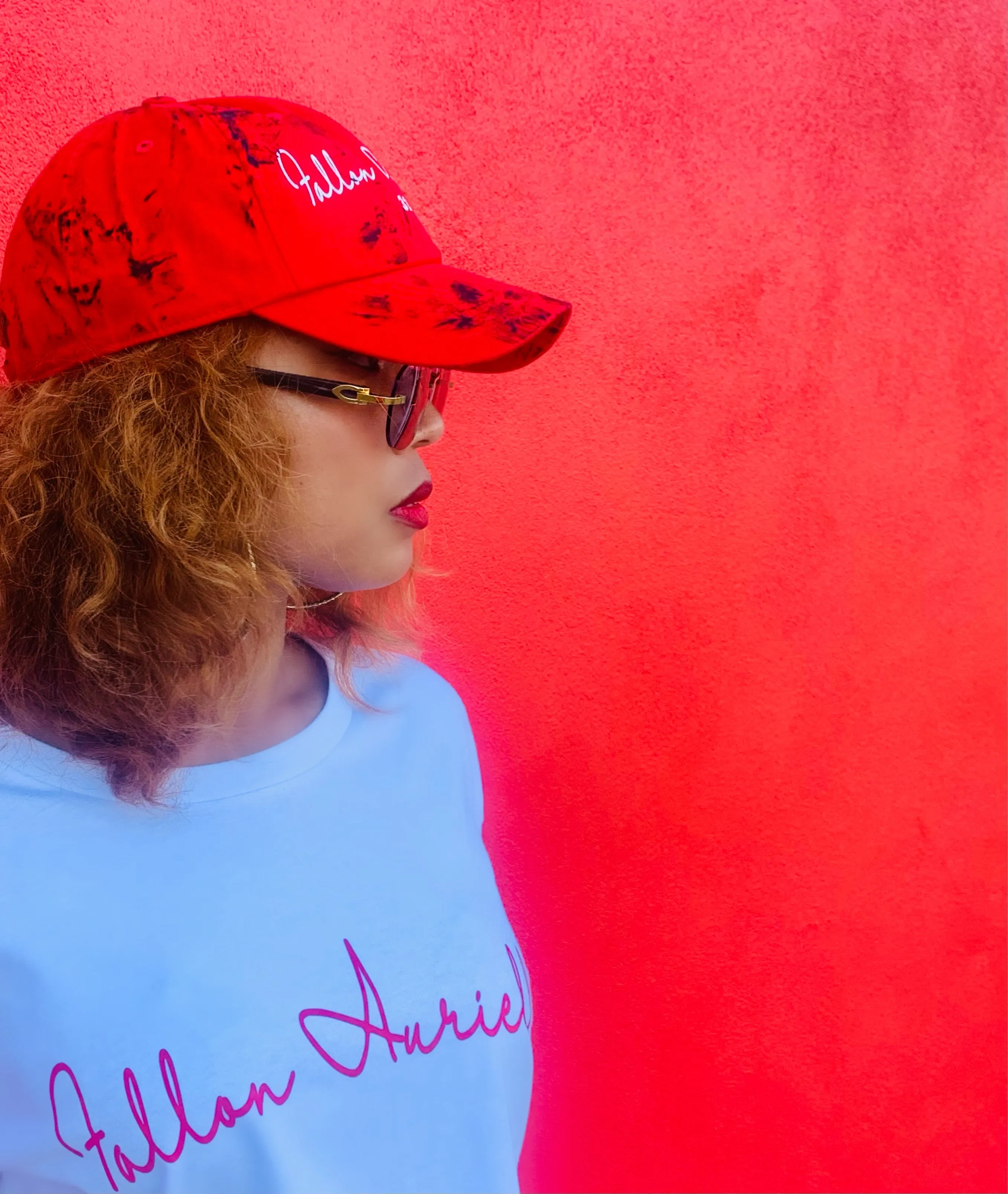 Fallon Aurielle Signature Classic Crop Top (White & Red)