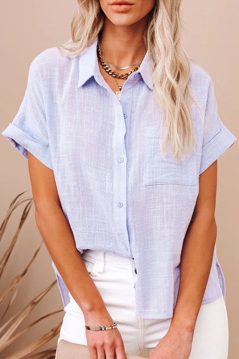 Fashion Casual Solid Patchwork Turndown Collar Tops