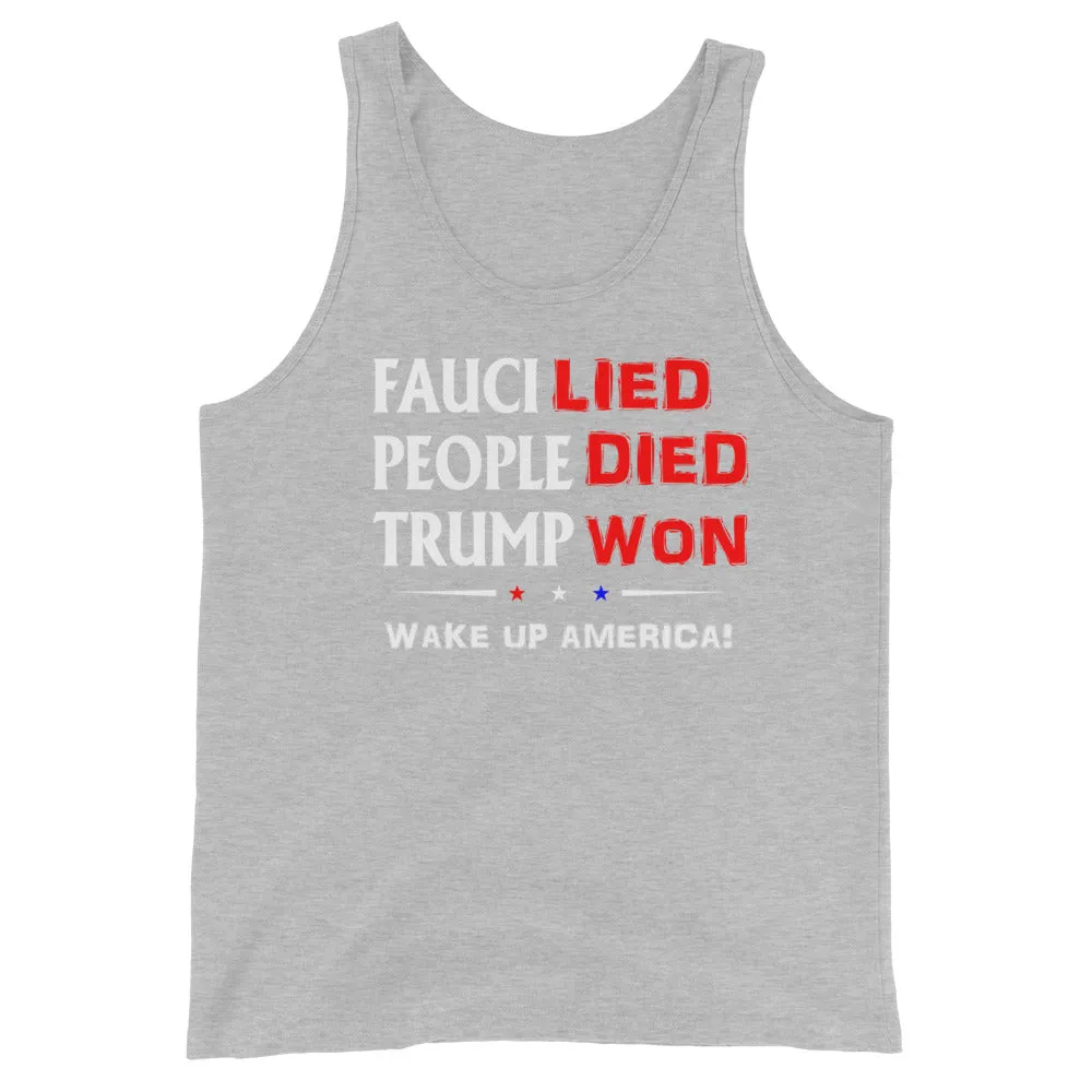 FAUCI LIED ! Wake Up America Unisex Tank Top
