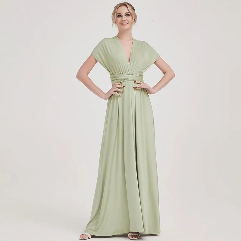 [Final Sale] Silver Sage Infinity Wrap Maxi Bridesmaid Dress
