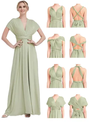 [Final Sale] Silver Sage Infinity Wrap Maxi Bridesmaid Dress
